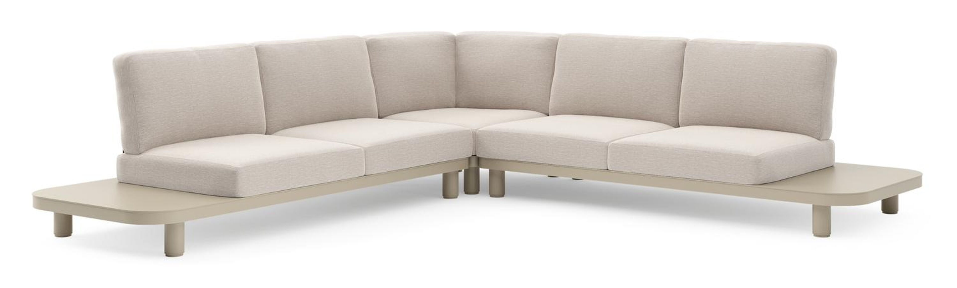 Donato loungehoek in beige aluminium met slow farafra all weather sunbrella® luxe kussen