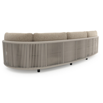 Lomano loungebank in zwart aluminium en beige verticaal geweven luxe vlakke rope met bora jungle all weather cosytica kussen