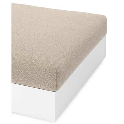 Pouf Como en aluminium blanc et coussins en all weather sunbrella® luxe lopi sand