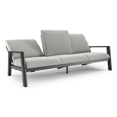 Cirello loungebank in zwart aluminium met savane nimbus all weather sunbrella® luxe kussen