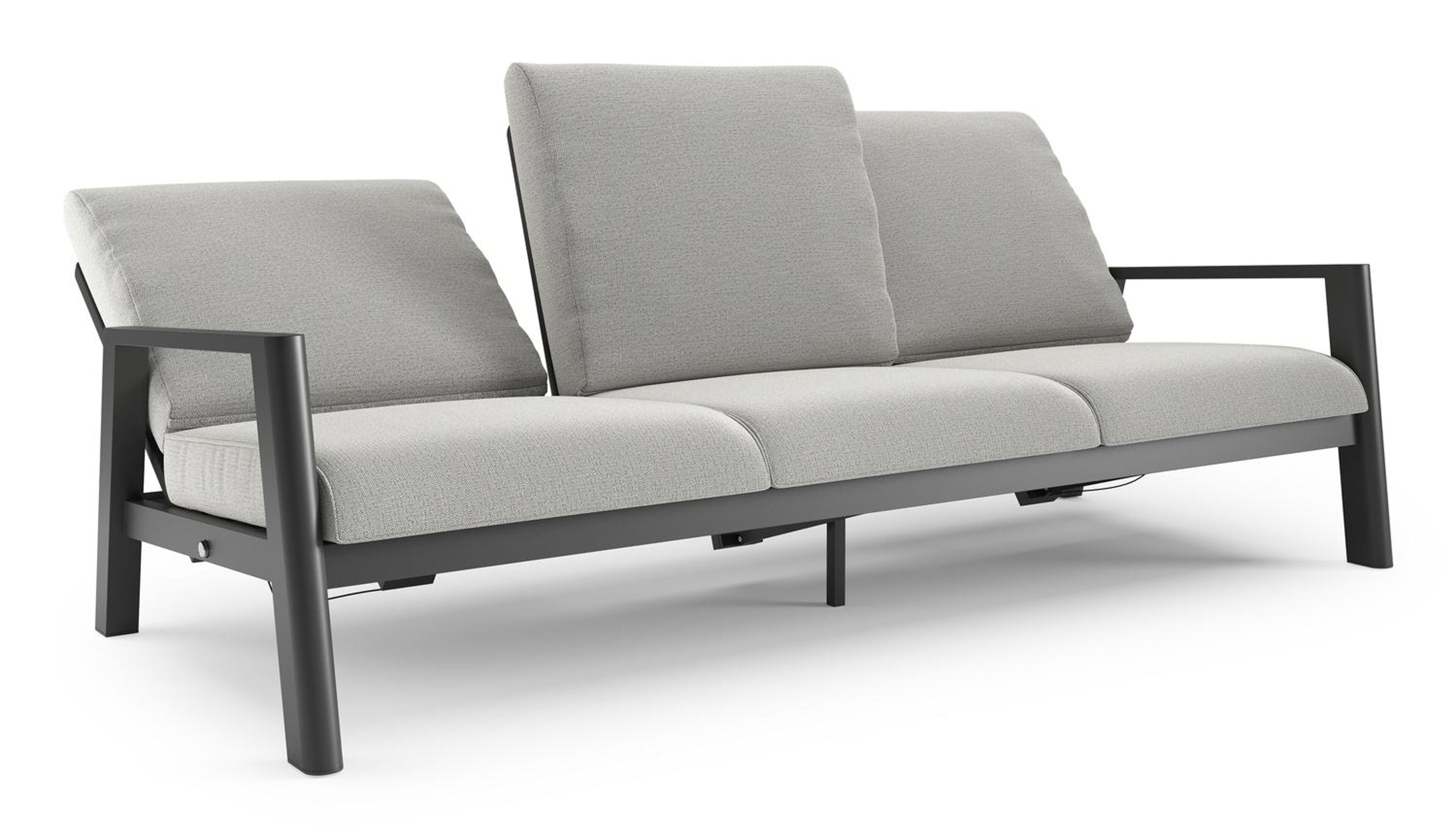 Cirello loungebank in zwart aluminium met savane nimbus all weather sunbrella® luxe kussen