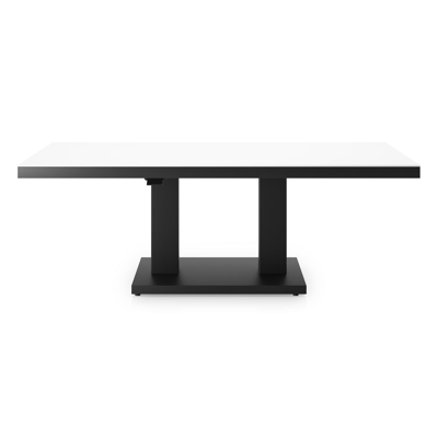 Cirello pop-up loungetafel rechthoekig in zwart aluminium en volkeramiek Arctic White - L 140 x B 80 x H 71 cm