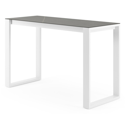 Verato bartafel in wit aluminium en volkeramiek Calatorao - L 170 x B 70 x H 105 cm