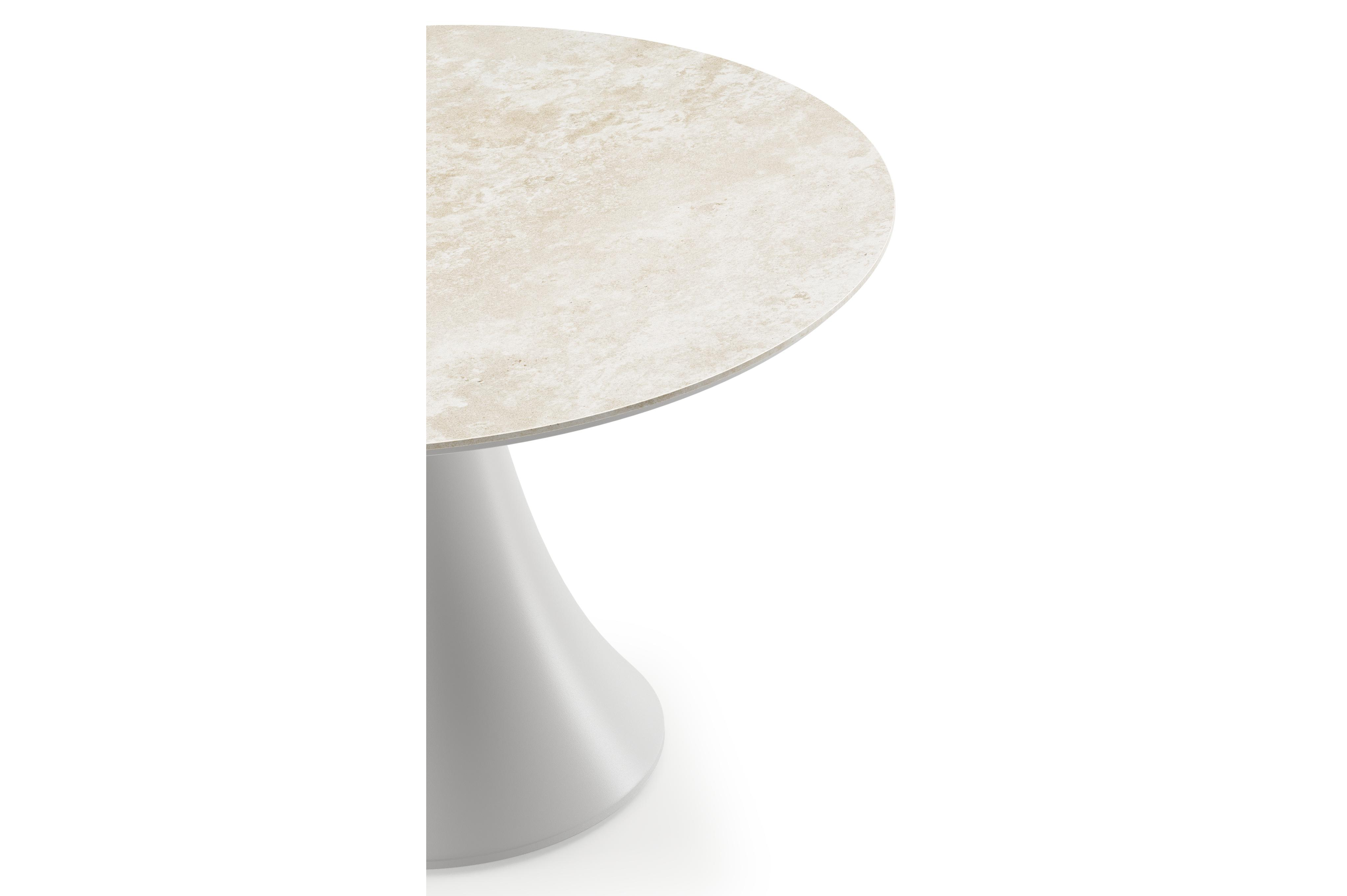 Fano loungetafel rond in wit aluminium en volkeramiek Rapolano - Dia. 85 x H 55 cm