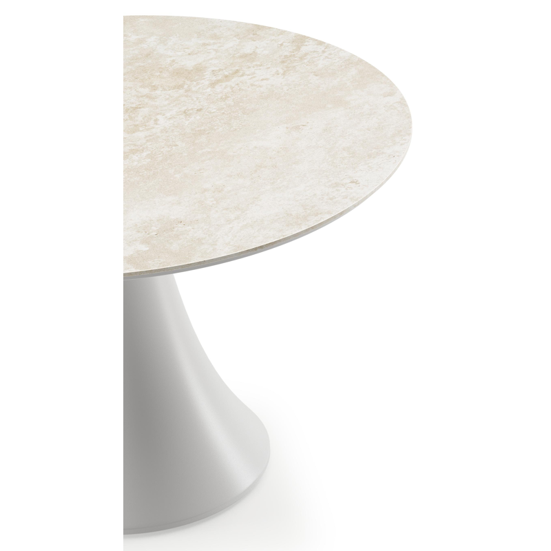 Fano loungetafel rond in wit aluminium en volkeramiek Rapolano - Dia. 85 x H 55 cm