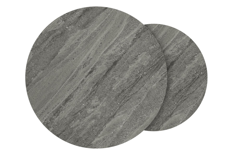 Tables basse Fano en aluminium noir et céramique pleine aspen grey - Dia. 85/65 X H 35/30 cm