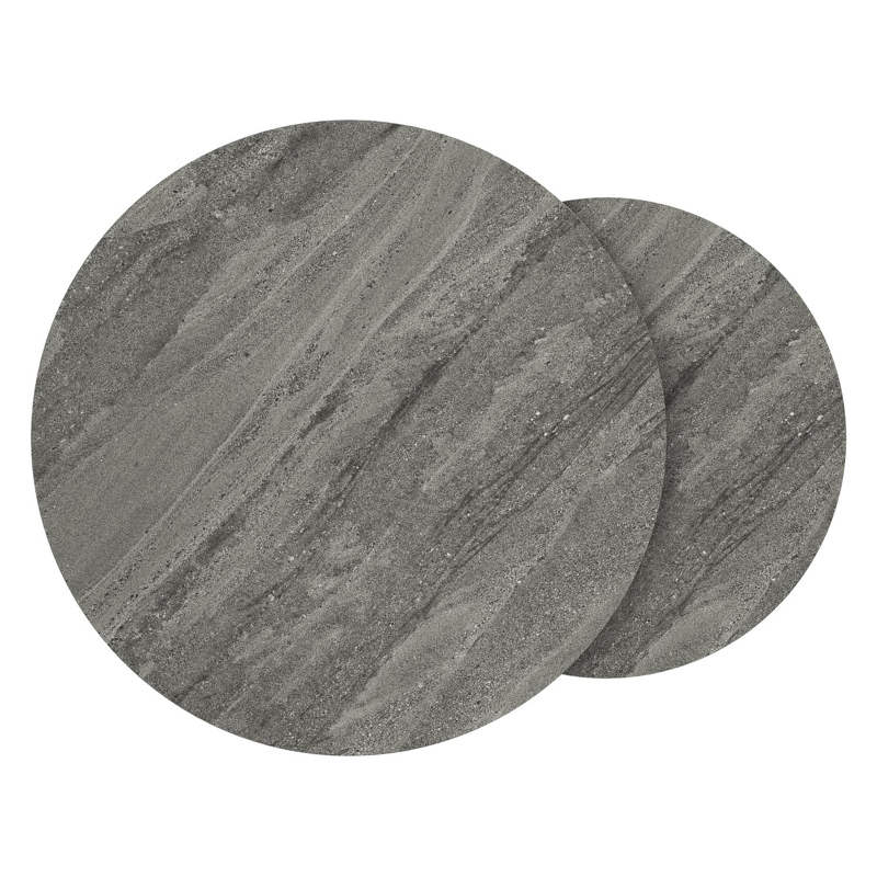 Fano loungetafels in zwart aluminium en aspen grey volkeramiek - Dia. 85/65 X H 35/30 cm