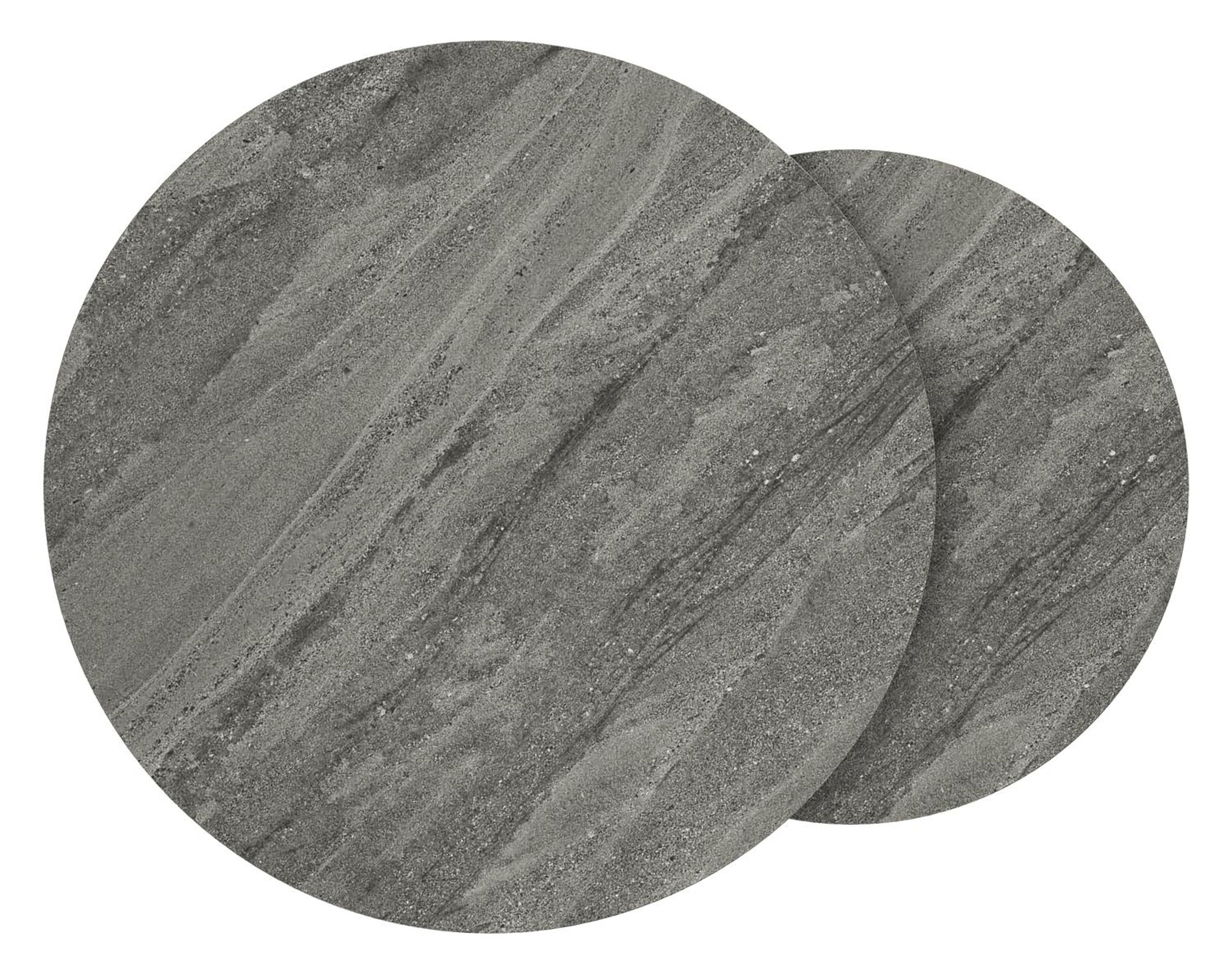 Tables basse Fano en aluminium noir et céramique pleine aspen grey - Dia. 85/65 X H 35/30 cm