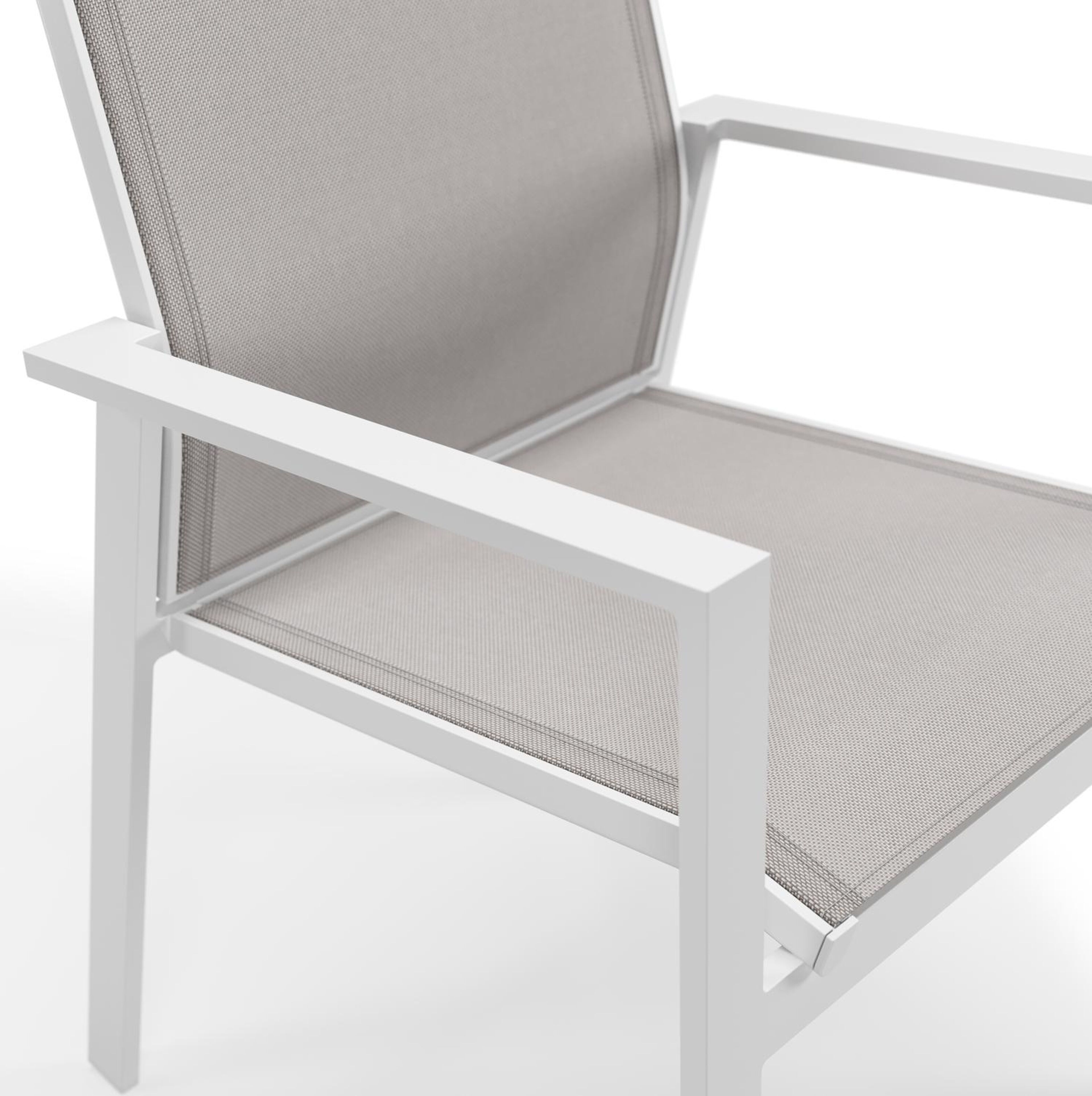 Ensemble de jardin Alora en aluminium blanc et sintered stone gris avec 8 chaises de jardin Bahia