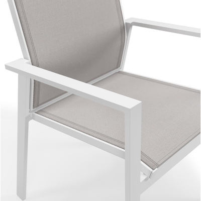 Bahia tuinstoel in wit aluminium en beige single textilene