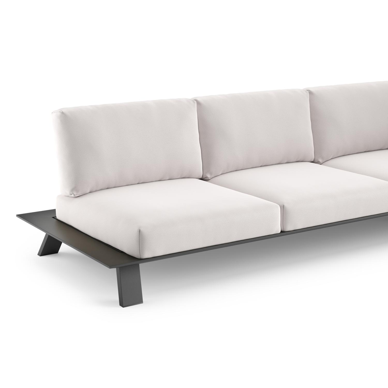 Cesano loungebank in zwart aluminium met savane whisper all weather Sunbrella® luxe kussen