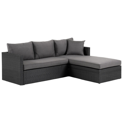 Gio loungeset zwart-grijs - wicker en polyester - 3 personen
