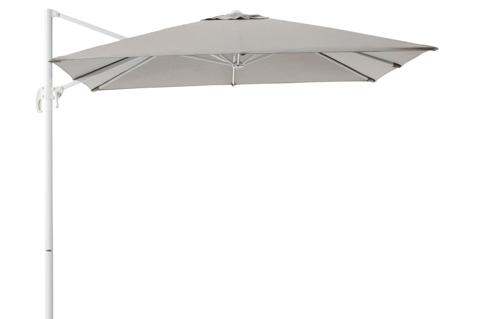 Calpe zweefparasol in wit aluminium met grijs weather+ softtouch parasoldoek - L1 270 x L2 270 cm (zonder voet)