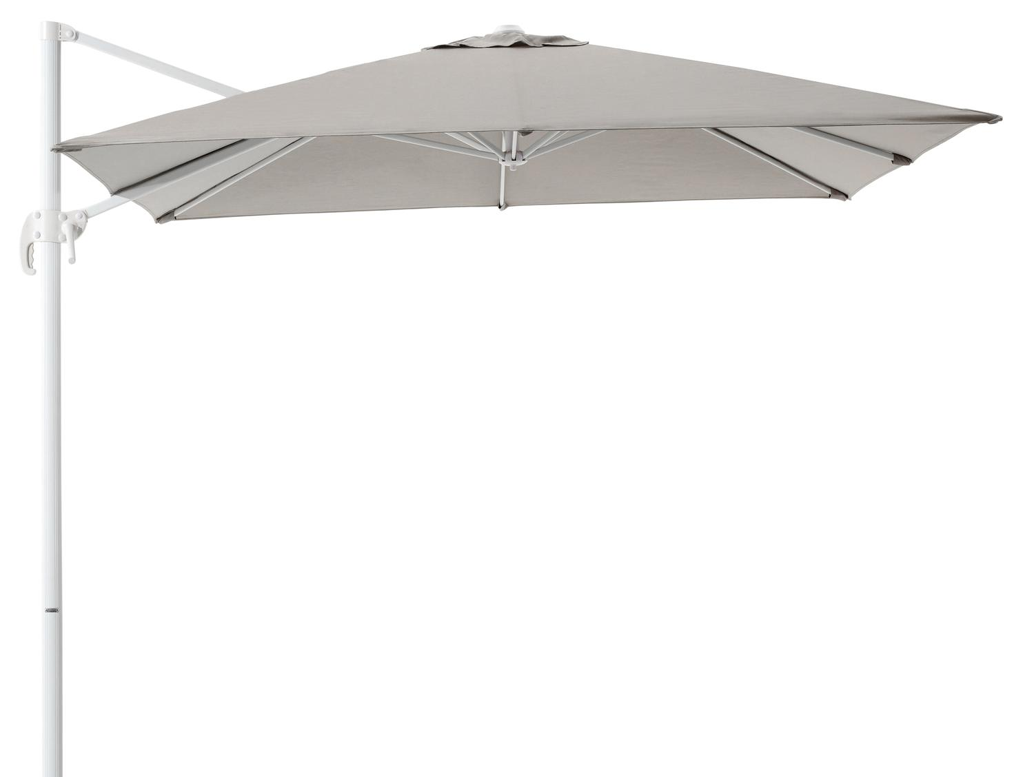 Calpe zweefparasol in wit aluminium met grijs weather+ softtouch parasoldoek - L1 270 x L2 270 cm (zonder voet)