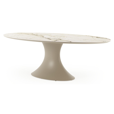 Fano tuintafel ovaal in aluminium beige en volkeramiek Colorado Dunes - L 240 x B 135 x H 75 cm