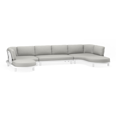 Donato loungehoek in wit aluminium met zori graphite all weather sunbrella® luxe kussens