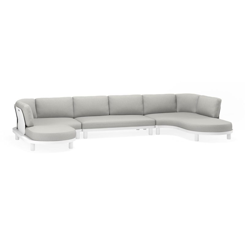 Donato loungehoek in wit aluminium met zori graphite all weather sunbrella® luxe kussens