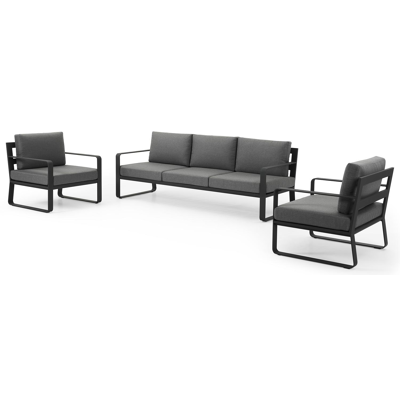 Navelli loungeset in zwart aluminium met grijs weather+ softtouch kussens