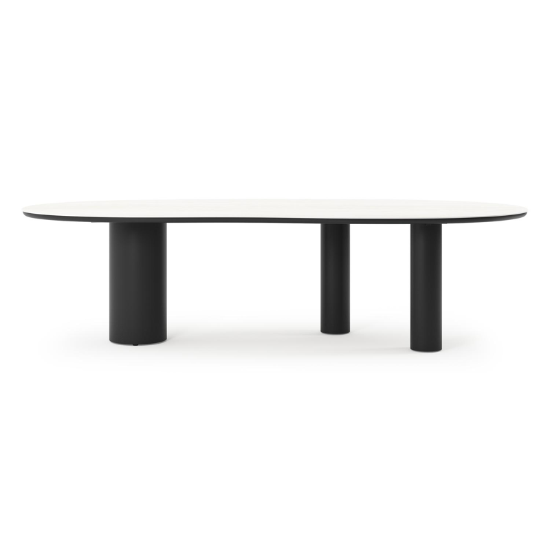Table de jardin organique en aluminium noir et céramique pleine Calista Lg. 280 x Lrg. 120 x Haut. 74 cm
