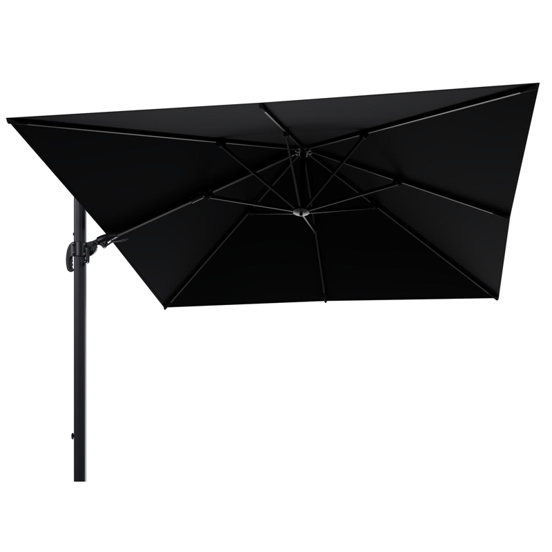 Parasol pendant Avola avec fonction tilt en aluminium noir avec toile de parasol en all weather sunbrella® premium noir - Larg1 300 x Larg2 300 cm (sans pied de parasol)