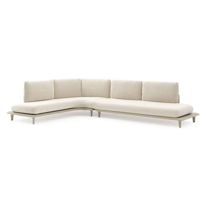 Bomero loungehoek in beige aluminium met althea off white all weather cosytica kussen