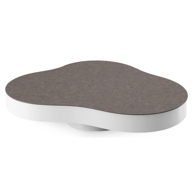 Table de basse Lomano cloud en aluminium blanc et céramique pleine Wulong - Lg. 131 x Lrg. 108 x Haut. 25 cm