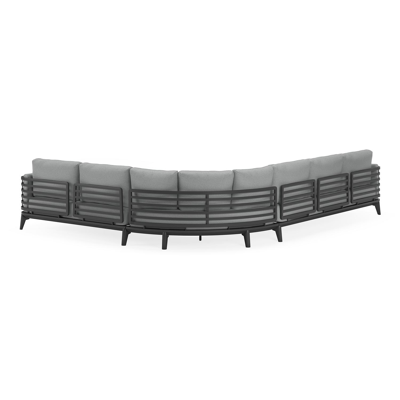 Salon de jardin Mosa en aluminium noir avec weather+ softtouch gris et table basse