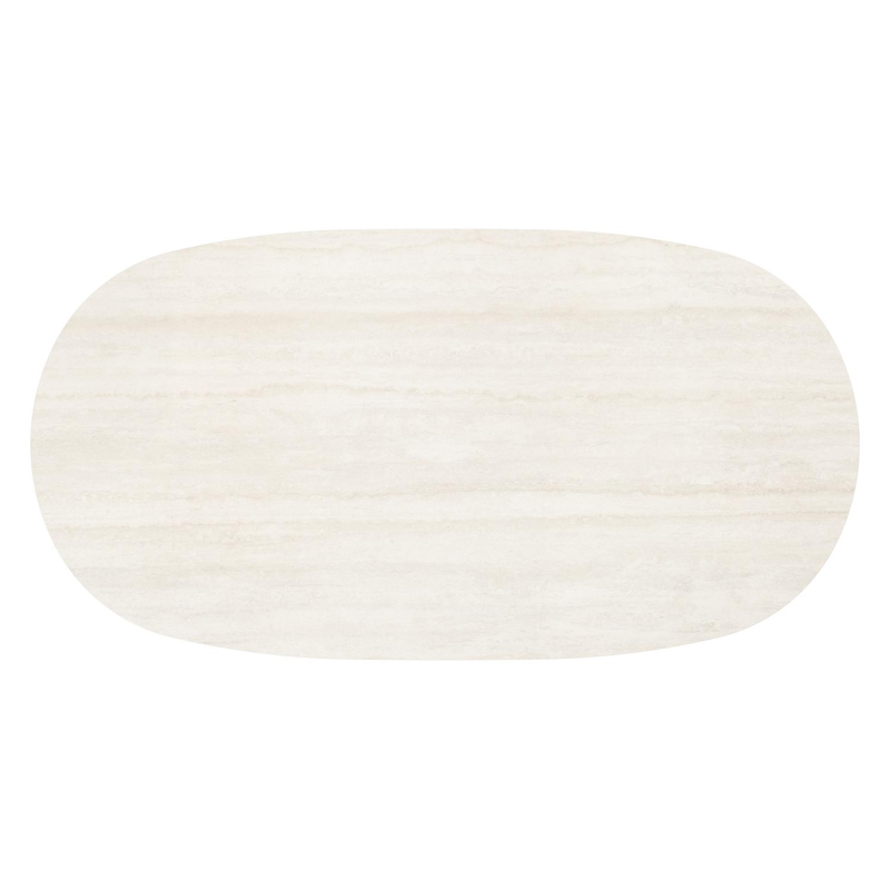 Amico loungetafel bombo in beige aluminium en volkeramiek Travertino Bianco - L 171 x B 89 x H 24 cm