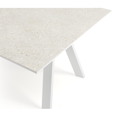 Cesano tuintafel in wit aluminium en volkeramiek shilin - L 280 x B 110 x H 75 cm