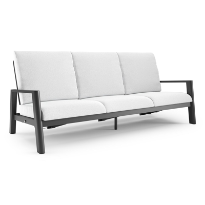 Canapé de jardin Cirello en aluminium noir et coussins en all weather solica ego birch