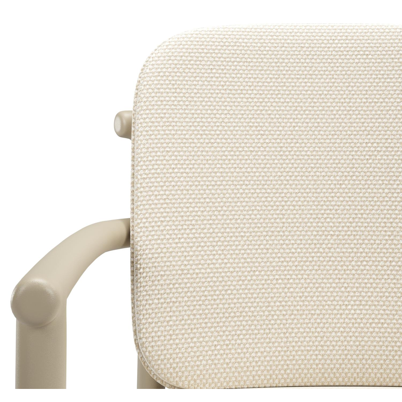 Bono stapelbare tuinstoel in beige aluminium met stoelkussen in All Weather Cosytica Althea Off White