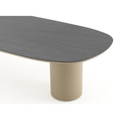 Amico tuintafel bombo in beige aluminium en volkeramiek Basalt Black - L 320 x B 130 x H 73.5 cm