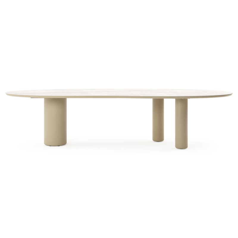 Amico tuintafel organisch in beige aluminium en volkeramiek Taj Mahal - L 320 x B 120 x H 73.5 cm