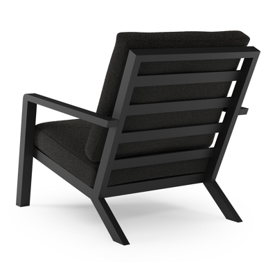 Set van 2 Nelas loungestoelen in zwart aluminium met zwart weather+ softtouch kussens