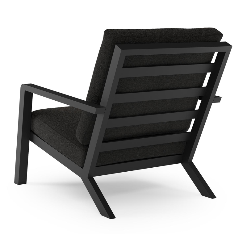 Set van 2 Nelas loungestoelen in zwart aluminium met zwart weather+ softtouch kussens