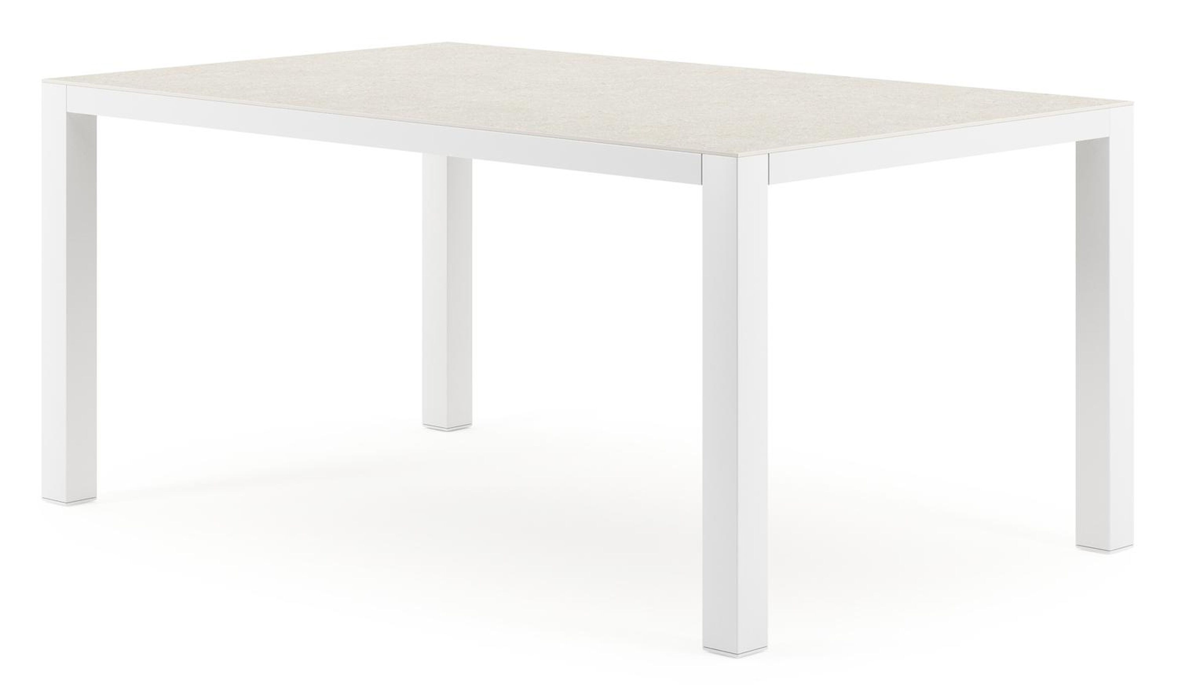 Como tuintafel in wit aluminium en volkeramiek shilin - L 160 x B 100 x H 75 cm