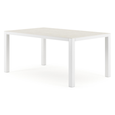 Table de jardin Como en aluminium blanc et céramique pleine shilin - Lg 160 x Larg. 100 x H 75 cm