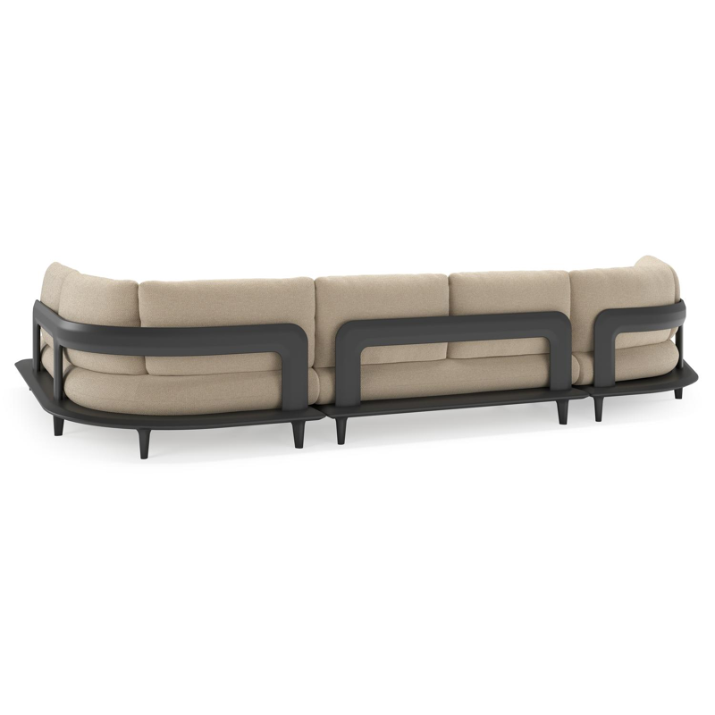 Bomero loungehoek in zwart aluminium met althea chalk all weather cosytica kussen