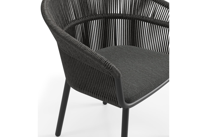 Pamplona ovale tuinset in zwart aluminium en teak natural finish met 8 Matera tuinstoelen