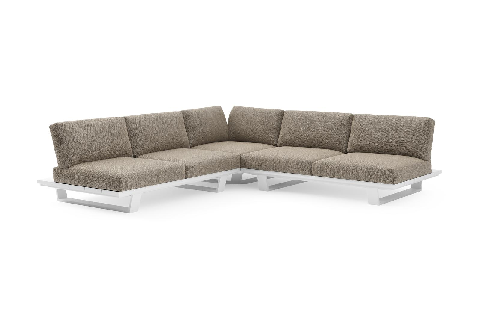 Salon de jardin d'angle Pagino en aluminium blanc et coussins en all weather cosytica madagascar burch