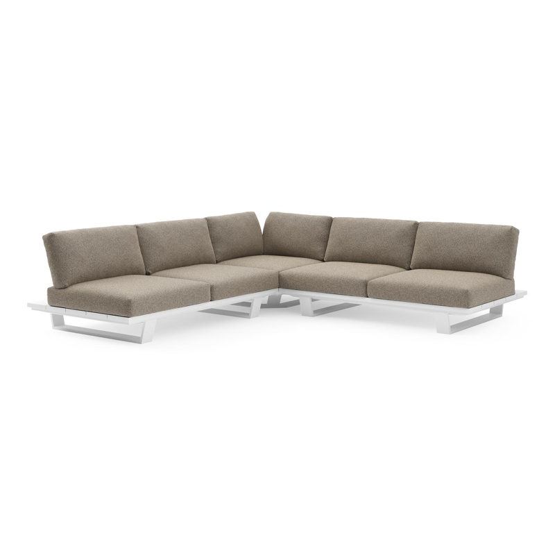 Salon de jardin d'angle Pagino en aluminium blanc et coussins en all weather cosytica madagascar burch