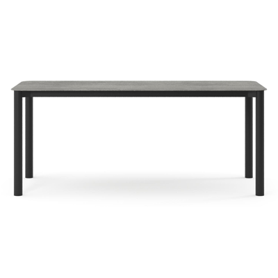 Orso tuintafel rechthoekig afgerond in zwart aluminium en volkeramiek Aspen Grey - L 200 x B 80 x H 74.5 cm