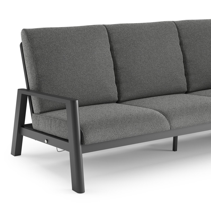 Cirello loungebank in zwart aluminium met catania black all weather cosytica kussen