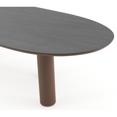 Amico tuintafel organisch in taupe aluminium en volkeramiek Basalt Black - L 280 x B 120 x H 73.5 cm