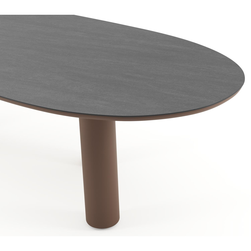 Amico tuintafel organisch in taupe aluminium en volkeramiek Basalt Black - L 280 x B 120 x H 73.5 cm