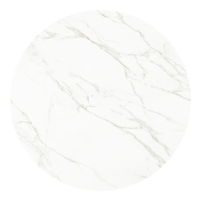 Table de jardin Fano ronde en aluminium noir et céramique pleine Calacatta - Diam. 148 x Haut. 75 cm