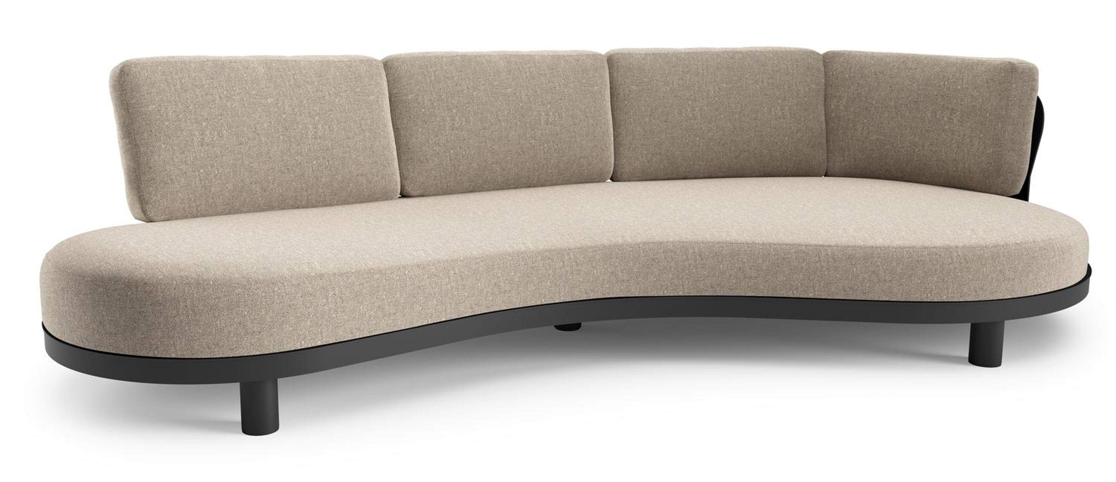 Donato loungebank in zwart aluminium met chartres pewter all weather sunbrella® luxe kussen