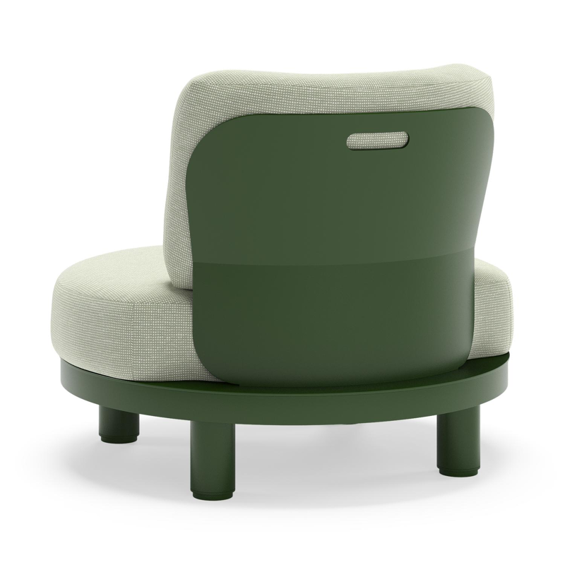 Donato loungestoel in groen aluminium met all weather sunbrella® luxe Slow Spirea kussen