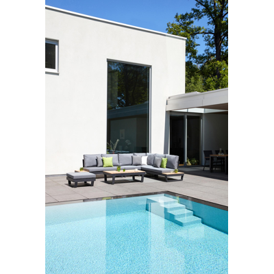 Modica loungetafel in zwart aluminium en teak - L 130 x B 72 x H 38 cm