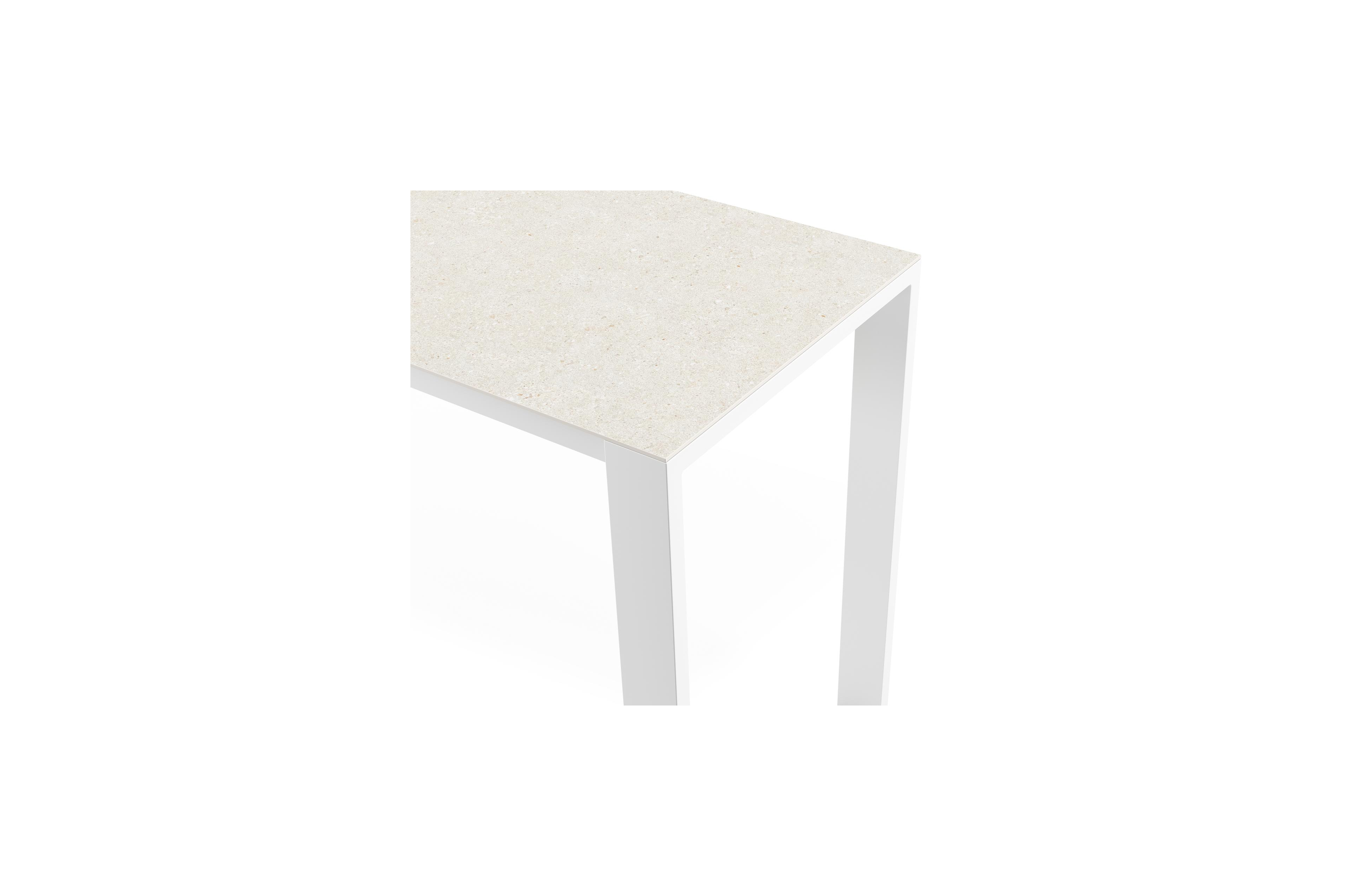 Verato tuintafel in wit aluminium en volkeramiek shilin - L 220 x B 70 x H 106 cm